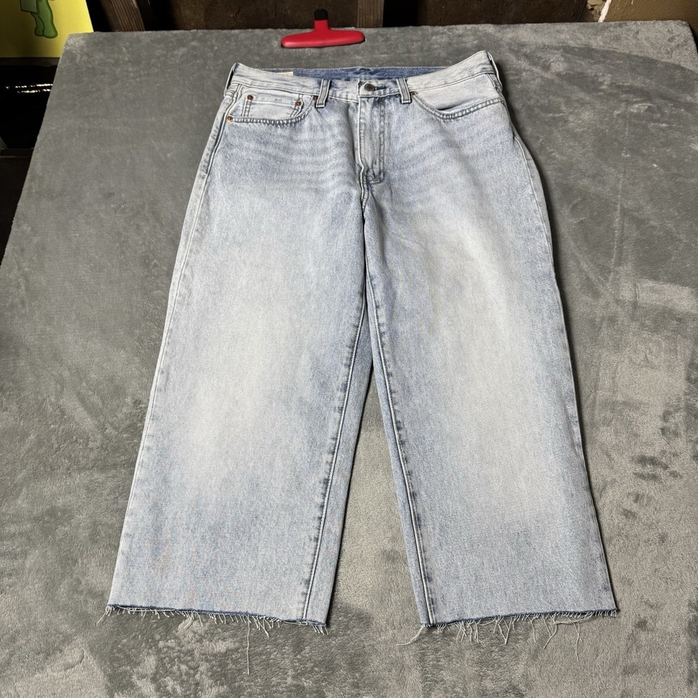 Levi 568 Big E Premium Loose Straight Denim Jeans CHOPPED to Capri 32x32 (32x20)